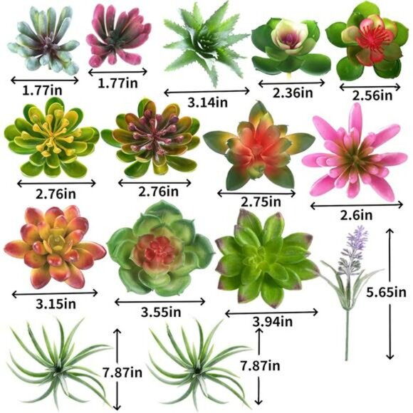 Set of 25 artificial succulent plants faux unpotted greenery for home garden dec - Picture 3 of 7